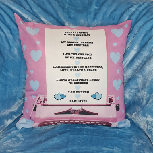 Yvon's Typewritter Positive Affirmations Cushion - with Insert