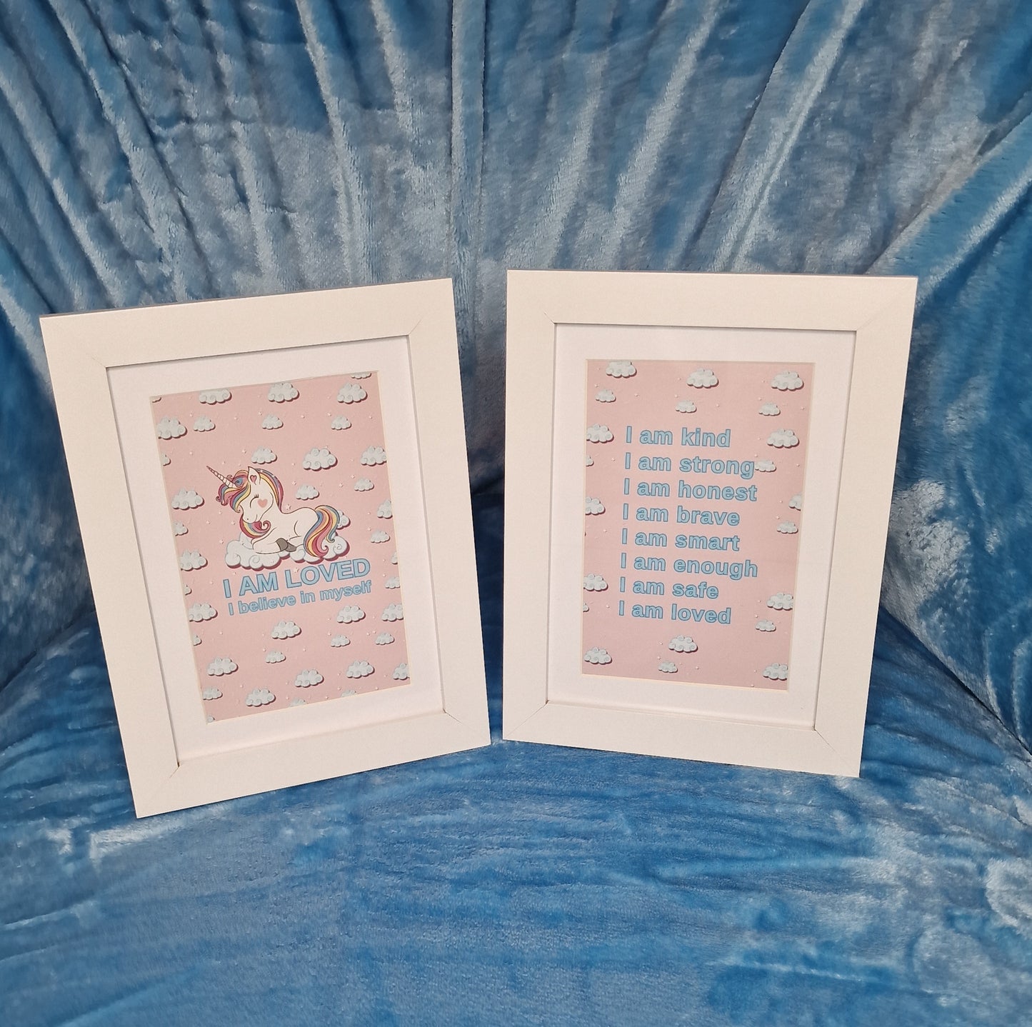Believe Unicorn Positive Affirmations 6" x 4" Matte Print front & back - including 2 frames